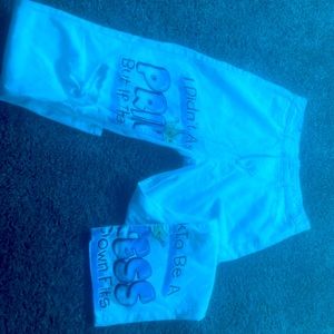 Cute, bold, bubble lettered pants!